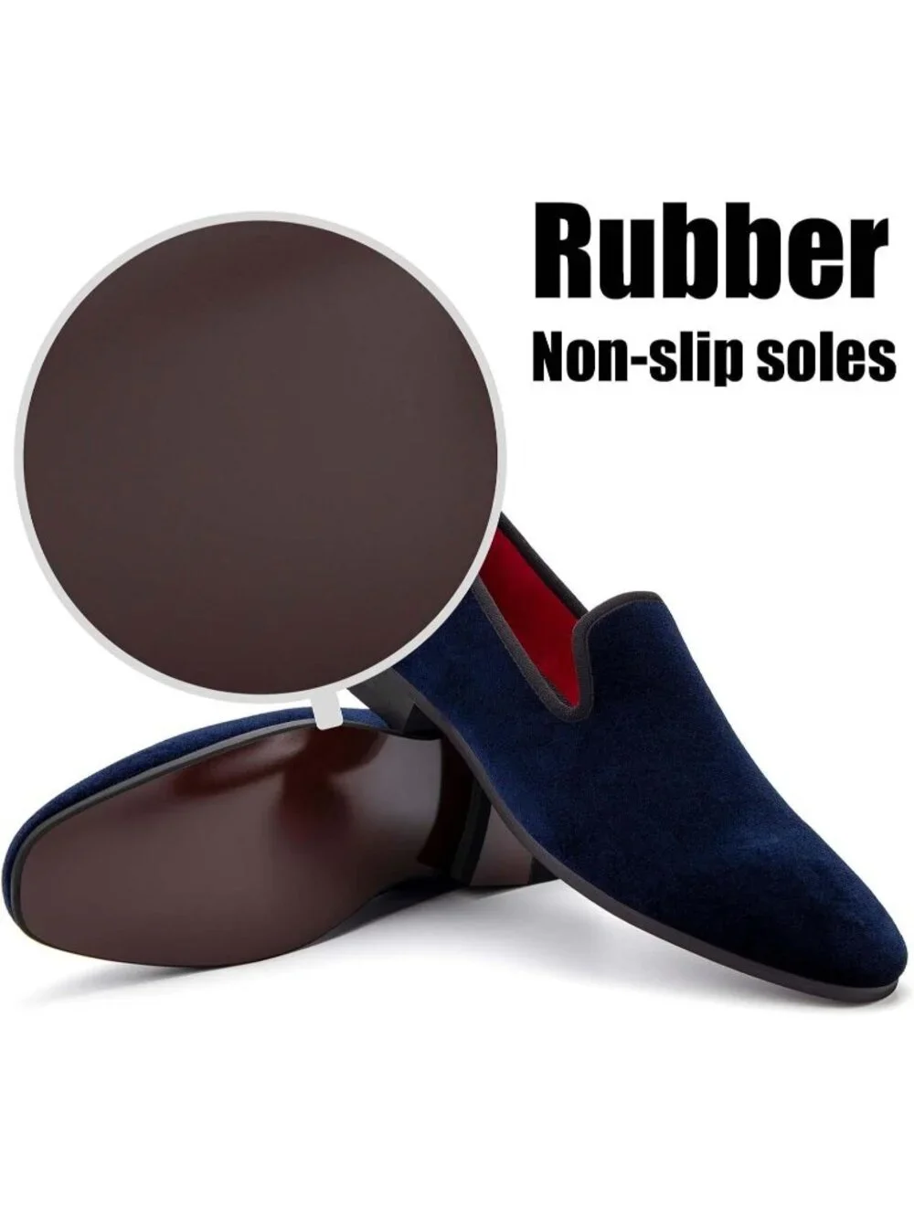 JITAI Men's Blue15 Elegant Rubber & Leather Penny Loafers Casual Formal Shoes